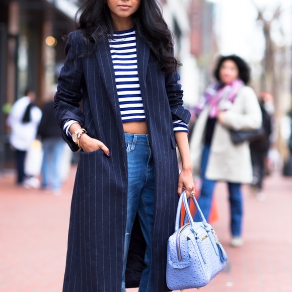 Limited edition navy wool pinstripe coat - Picture 2 of 9